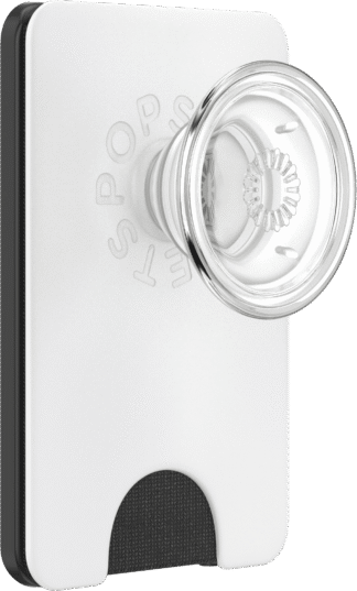 PopSockets Phone Wallet with Expanding Grip and Adapter Ring for MagSafe, White Clear