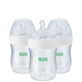 NUK Simply Natural Bottle with SafeTemp, 5 oz, 3 Pack, 0+ Months, Unisex, Clear