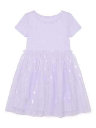 Wonder Nation Girls Tutu Dress with Short Sleeves, Sizes 4-18 & Plus