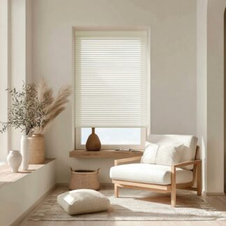 Chicology 12"W x 72"H Cordless Vinyl Mini Blinds 1 in Slats Light Filtering Alabaster Easy Install