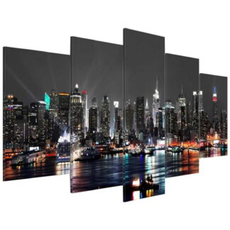 Canvas Wall Art Night View 5 Panels Modern Landscape Artwork Canvas Prints Abstract Pictures to Photo Canvas Wall Decor