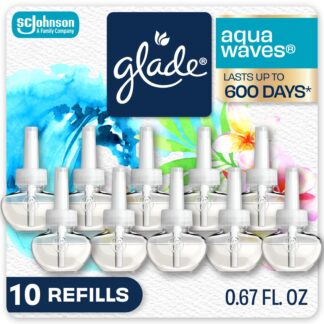 Glade PlugIns Scented Oil 10 Refills, Air Freshener, Aqua Waves, 10 x 0.67 oz, 10 Refills