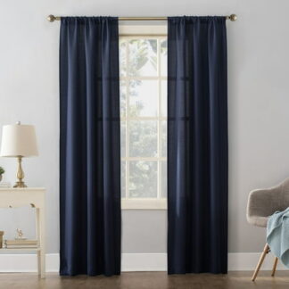 Mainstays Textured Solid Curtain Single Panel  38 W x 84 L  Navy