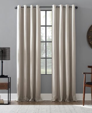 Archaeo Linen Blend Blackout Grommet Top Curtain  52 x84   Pearl