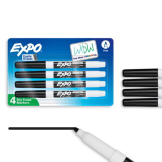 Expo Low-Odor Dry Erase Pen-Style Markers, 4pk, Black