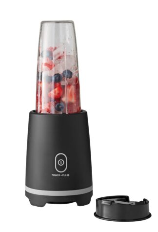 Mainstays Black Single-Serve Blender with 1 Travel Lid, 16 oz