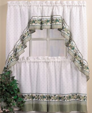 CHF & You Cottage Ivy Kitchen Curtains Tiers 56x24 Adult