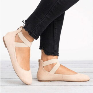 Kayannuo Shoes for Women Fall Women's Solid Color Asakuchi Elastic Band Dance Fashion Flat Shoes