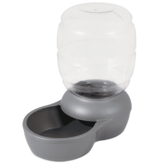 Petmate Replendish Gravity Pet Waterer with Microban for Cats and Dogs, 0.5 Gallon, Gray