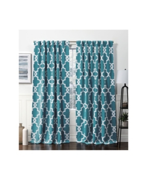 Exclusive Home Ironwork Sateen Woven Blackout Hidden Tab Top Curtain Panel Pair