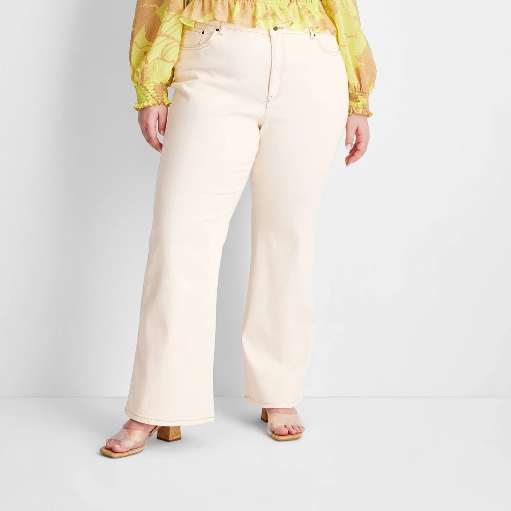 Women's Flare Leg Denim Pant - Future Collective™ with Gabriella Karefa-Johnson Cream 24