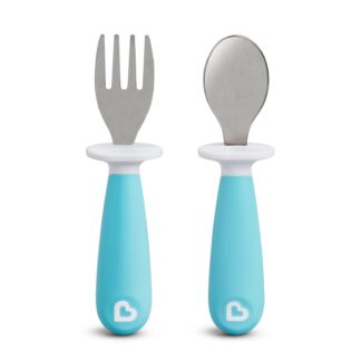 Munchkin® Raise™ Toddler Fork & Spoon Utensil Set, Blue