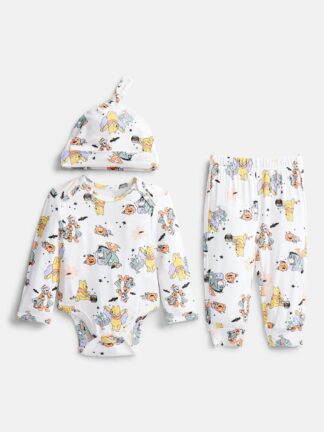 Winnie the Pooh Baby Boys Cozy and Comfortable Viscose Halloween 3-Piece Pant Set with Matching Hat, Sizes NB-24M