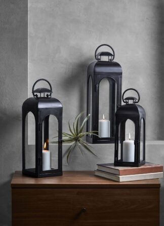 Better Homes & Gardens Black Metal Lantern Candle Holder, 20", Large