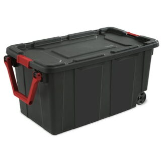 Sterilite 40 Gallon Wheeled Plastic Storage Tote  Black