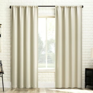Sun Zero Bergen 1-Piece Theater Grade Extreme 100% Blackout Rod Pocket Curtain Panel  40 X96   Cream