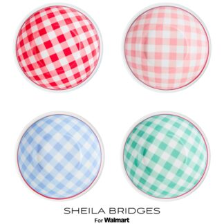 Sheila Bridges Philadelphia Collection Multicolor Gingham Melamine Dip Bowls, 4 Count