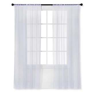 40"x84" Sheer Crinkle Window Curtain Panel White - Room Essentialsโข: Modern Polyester Rod Pocket, OEKO-TEX Certified