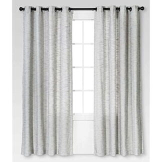 54"x95" Light Filtering Diamond Weave Window Curtain Panel Gray - Threshold™: Cotton, UV Protection, Grommet Top
