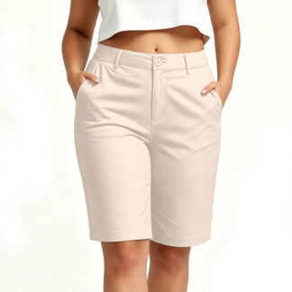 Sokhug Bermuda Shorts for Women High Waist Button Zipper Closure Straight Leg Summer Trousers with Pockets