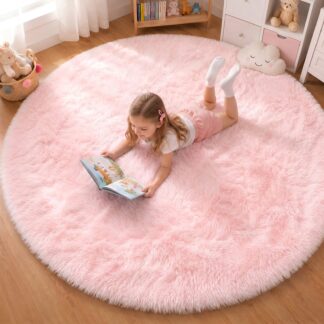 Sanmadrola Super Soft Fluffy Indoor Area Rugs 4x4 Feet, Fuzzy Rugs for Bedroom Living Room