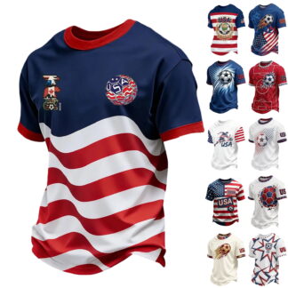 Zimjoy Men's 2026 USA Soccer Jersey Crewneck Short Sleeve United States Team Fan International Football Shirt Retro Streetwear Top Royal Blue S