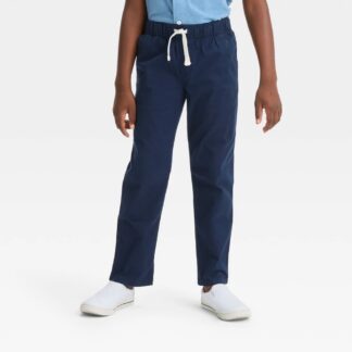 Boys' Straight Fit Woven Pull-On Pants - Cat & Jack™ Navy Blue 16 Husky