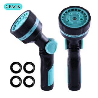 Fatato Garden Hose Nozzle 2 Pack, Heavy Duty Water Hose Sprayer with High Pressure, 10 Spray Patterns for Watering Plants, Lawn Care, Car Washing
