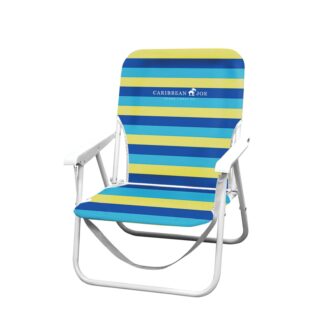 Caribbean Joe Folding Beach Chair - Blue Yellow Stripes