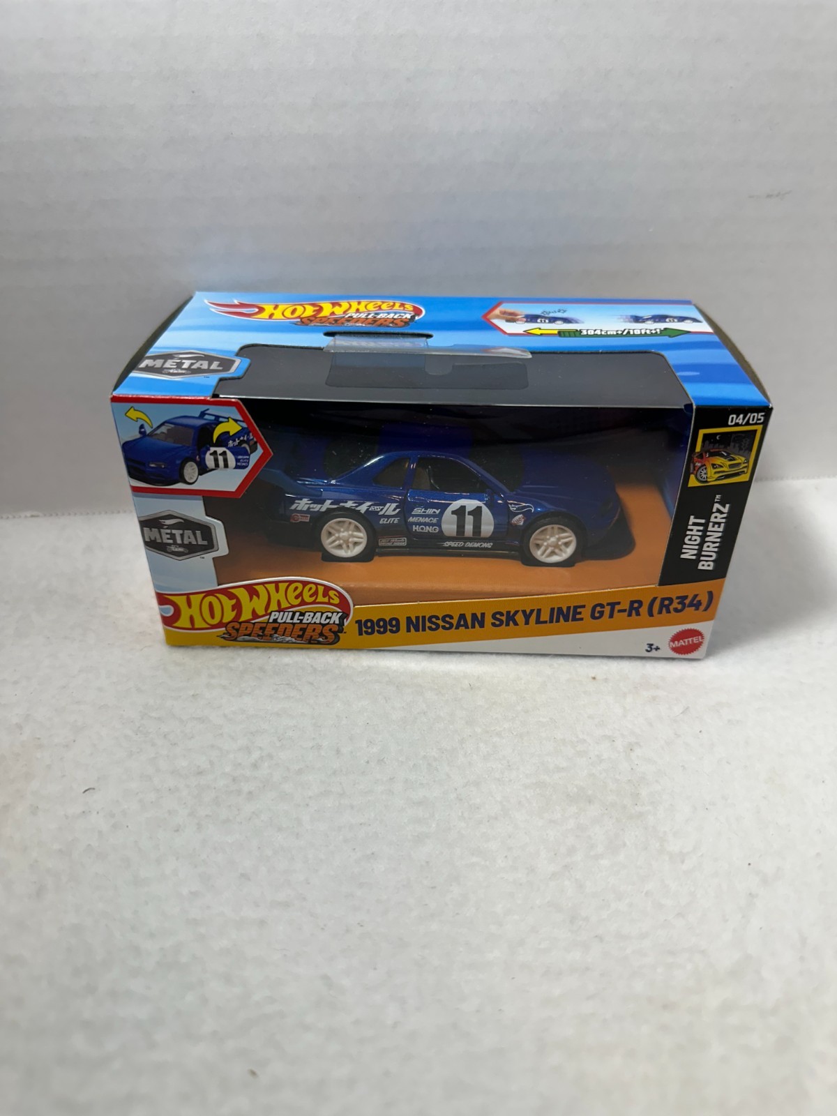 2025 Hot Wheels 1999 Blue Nissan Skyline GT-R R34 Pull-Back Speeder - Metal