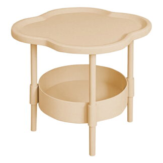 2 Tier Side Table,Small Round End Table With Removable Tray,Plastic Coffee Side Tables,Portable Nightstand with 4 Round