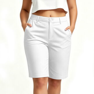 Sokhug Bermuda Shorts for Women High Waist Button Zipper Closure Straight Leg Summer Trousers with Pockets (UPC 28115)