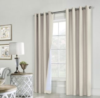 Vienna Total Blackout Foamback Grommet Curtain Panel Pair each 52" x 95" in Natural
