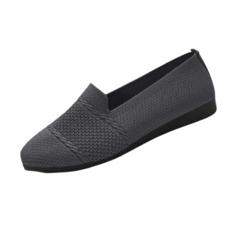 LOVZFMLL Women's Flat Shoes Knitted Comfortable Loafers Slip On Non-Slip Casual Mesh Breathable Round Toe Walking Shoes