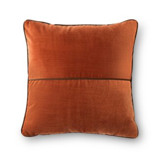 Mainstays 18" x 18" Auburn Sun Velvet With Faux Leather Trim Polyester Decorative Pillow Cover