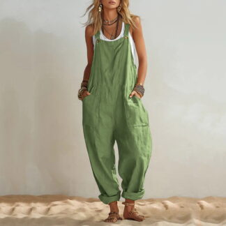 Mifsaly Womens Overalls Jumpsuit Sleeveless Wide Leg Harem Pants Lightweight Flowy Oversized Linen Jumpsuits Summer Casu