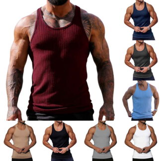 AnuYalue Mens Workout Tank Tops Sleeveless Fitness T-Shirts Gym Muscle Shirt Athletic Bodybuilding Cut Off Tee (UPC 72935)