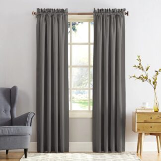 Sun Zero Kylee Energy Efficient Room Darkening Rod Pocket Curtain Panel  54  X 84   Steel Gray
