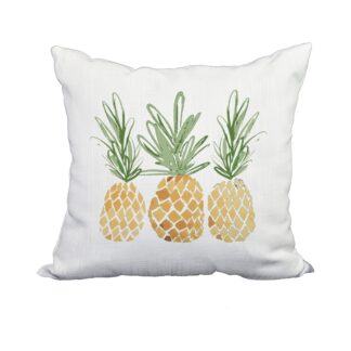 18 x 18 Inch Gold Geometric Print Decorative Polyester Throw Pillow with a Linen Texture