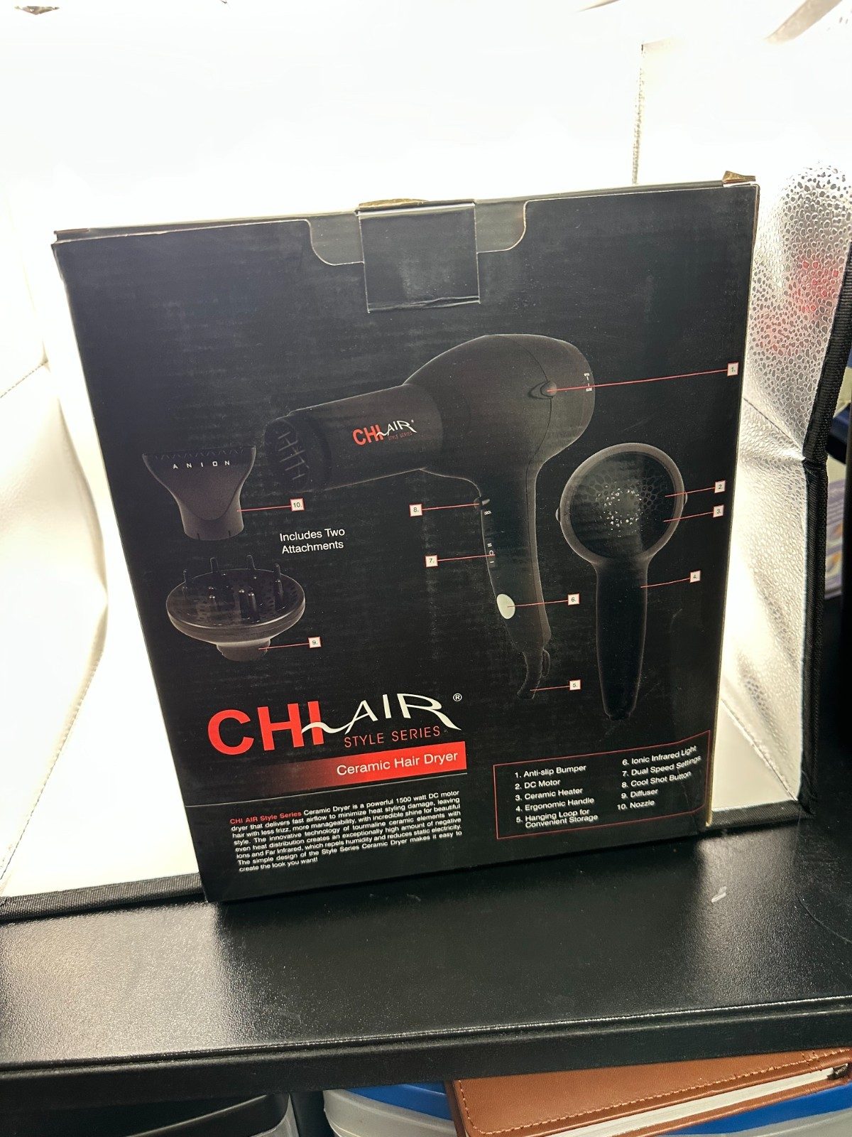 CHI Air Style Series Professional Hair Dryer Black Ionic 1875W - Image 2