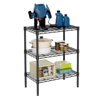 EDX 3-Tier Storage Shelf Unit,31-Inch Metal Wire Shelving Rack ,Adjustable Layer Height,for Kitchen Garage Living Room,
