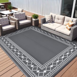COZONY 8x10 Outdoor Rug Waterproof Reversible Plastic Straw Patio Mat for RV Deck Picnic Balcony Reversible