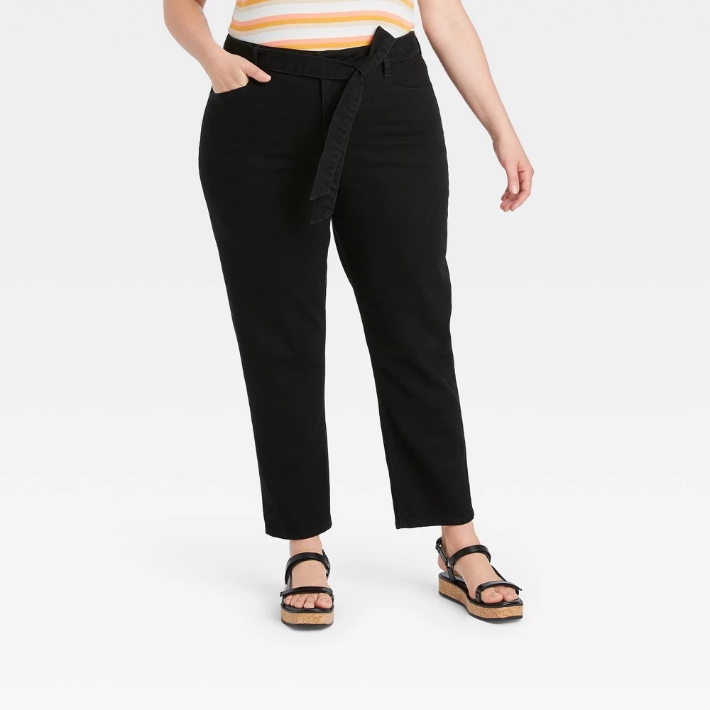 Women's Plus Size Mid-Rise Tapered Jeans - Ava & Viv Dark Wash 30W