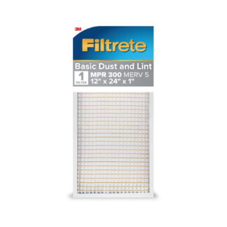 Filtrete 12x24x1 HVAC Furnace Air Filter, MPR 300 MERV 5, Basic Dust and Lint, 1 Filter