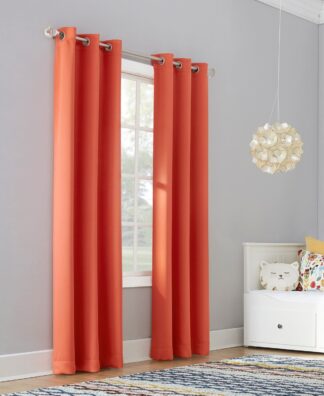 Sun Zero Riley Kids Bedroom Blackout Grommet Curtain Panel  40 x84   Orange