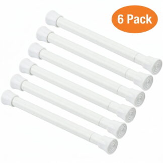 6 PCS Small Spring Tension Curtain Rod 7.1-10.7 Inch, No Drilling Adjustable, White