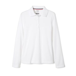 French Toast Girls School Uniform Long Sleeve Picot Collar Interlock Polo Shirt, Sizes 4-20 & Plus
