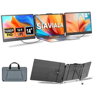 Laptop Screen Extender Monitor, 14" IPS Triple Portable Monitor for Laptop Extension, 1080P FHD Dual Monitor Screen for 13"-17.3" Laptops