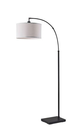 Better Homes & Gardens 71-Inch Metal Arc Floor Lamp with White Fabric Shade and 3-Way Switch