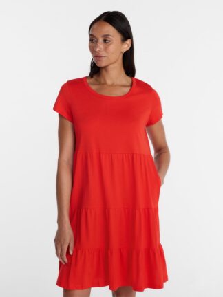 Time and Tru Women's Tiered Cotton Mini Dress with Short Sleeves, Sizes XS-XXXL